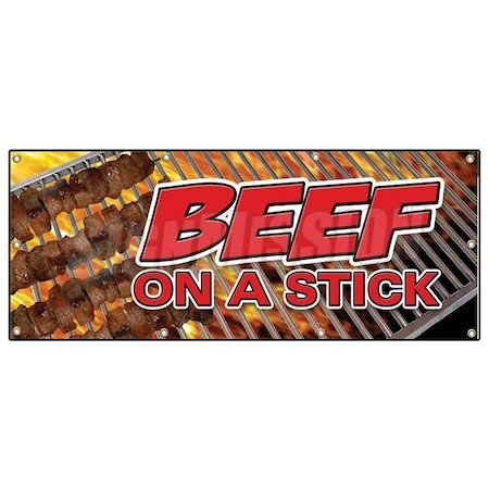 Signmission BEEF ON A STICK BANNER SIGN food steak beef grill bbq meat restaurant B-96 Beef On A Stick